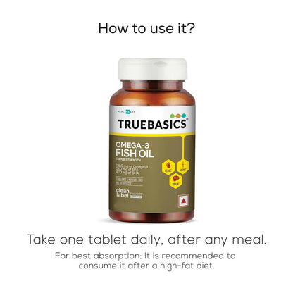 TrueBasics Omega-3 Fish Oil Capsules for Women & Men - Indyancart