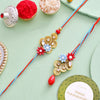 Dhiyona Green Stone-Studded & Beaded Bhaiya Bhabhi Thread Rakhi