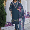 Dhiyona VA Women'sFloral Embroidered Thread Work Pure Cotton Straight Kurta With Trouser And Dupatta