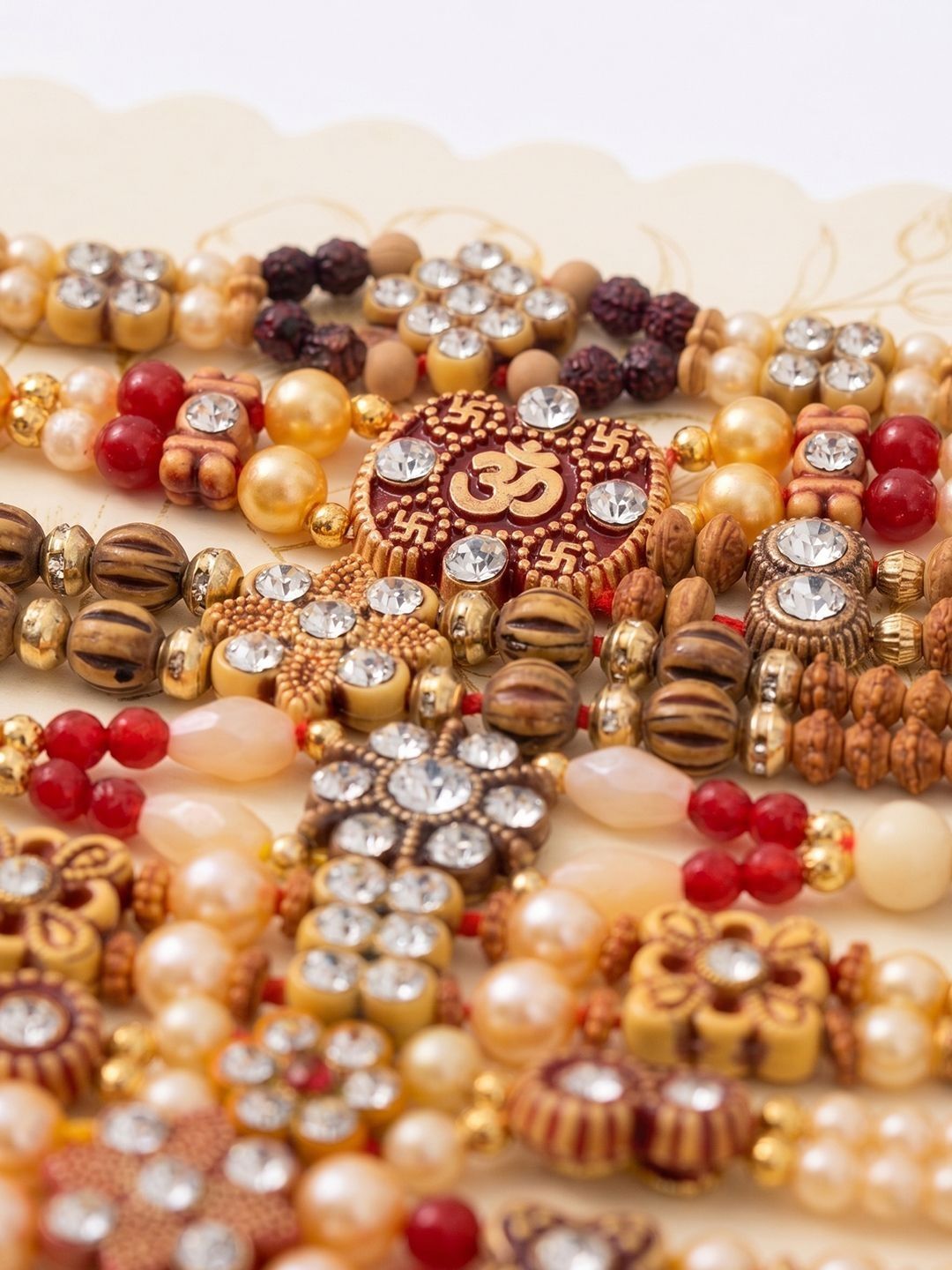 Anouk Set Of 10 Multicolor Designer Thread Rakhi With Roli Chawal Chandan Mishri