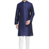 Men's Dark Blue Silk Blend Straight Kurta Pyjama Set