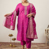 Indyancart Women's Ethnic Motifs Embroidered Regular Kurta with Trousers & With Dupatta
