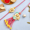 Dhiyona Pink Set Of 2 Bhaiya Bhabhi Lumba & Thread Rakhis With Roli Chawal
