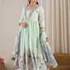 Indyancart IE Women Ethnic Motifs Embroidered Panelled Thread Work Pure Cotton Kurta with Trousers & With Dupatta