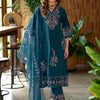 Indyancart IE Women Floral Embroidered Panelled Sequinned Kurta with Trousers & Dupatta