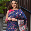 Dhiyona GR Women's Raaga Navy Blue Jamewar Kashmiri Soft Modal Silk Saree