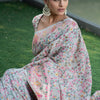Dhiyona GR Women's Raaga Cloud White Jamewar Kashmiri Soft Modal Silk Saree