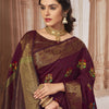 Dhiyona GR Women's Radhika Dark Chocolate Maroon Zari Woven Design Chanderi Cotton Saree