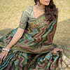 Dhiyona GR Women's Rangkat Pickle Green Leheriya Design Banarasi Organza Saree