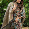 Dhiyona GR Women's Rangkat Gunsmoke Grey Leheriya Design Banarasi Organza Saree