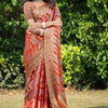 Dhiyona GR Women's Rangkat Safron Orange Leheriya Design Banarasi Organza Saree