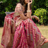 Dhiyona GR Women's Rangkat Fuscia Pink Leheriya Design Banarasi Organza Saree