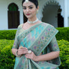 Dhiyona GR Women's Rangkat Baby Blue Leheriya Design Banarasi Organza Saree
