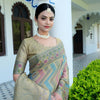 Dhiyona GR Women's Rangkat Ash Grey Leheriya Design Banarasi Organza Saree