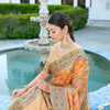 Dhiyona GR Women's Rangkat Pumpkin Orange Leheriya Design Banarasi Organza Saree