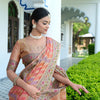 Dhiyona GR Women's Rangkat Salmon Pink Leheriya Design Banarasi Organza Saree