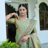 Dhiyona GR Women's Rangkat Sage Green Leheriya Design Banarasi Organza Saree
