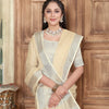Dhiyona GR Women's Rangrez Parmesan Yellow Soft Linen Solid Woven Saree
