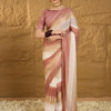 Women's Chiffon Brown Embellished Designer Saree With Blouse Piece