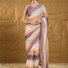 Women's Chiffon Lavendar Embellished Designer Saree With Blouse Piece