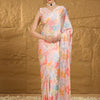 Women's Satin Silk Multicolored Embellished Designer Saree With Blouse Piece