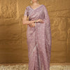 Women's Pure Chiffon Lavendar Embellished Designer Saree With Blouse Piece