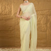 Women's Chiffon Light Green Embellished Designer Saree With Blouse Piece