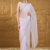 Women's Chiffon Lavendar Embellished Designer Saree With Blouse Piece