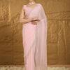 Women's Chiffon Pink Embellished Designer Saree With Blouse Piece