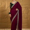 Women's Vichitra Silk Magenta Embroidered Designer Saree With Blouse Piece