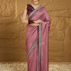 Women's Vichitra Silk Mauve Embroidered Designer Saree With Blouse Piece