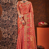 Dhiyona GR Women's Rashmika Tart Red Zari Woven Design Banarasi Organza Saree