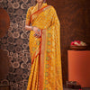 Dhiyona GR Women's Rashmika Fire Yellow Zari Woven Design Banarasi Organza Saree