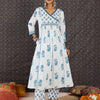 Dhiyona IE Printed V-Neck Three-Quarter Sleeves Pure Cotton Tunic And Trousers