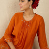 Dhiyona IE Floral Embroidered Round Neck A-Line Tunic With Trousers