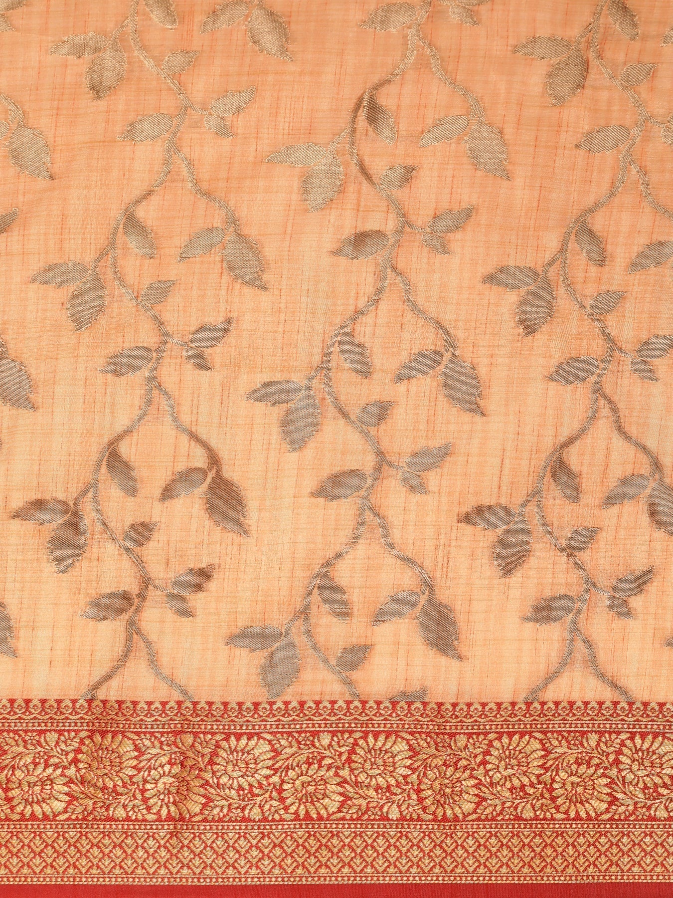 Dhiyona GR Women's Rewaa Tangerine Orange Zari Woven Design Banarasi Pure Cotton Saree