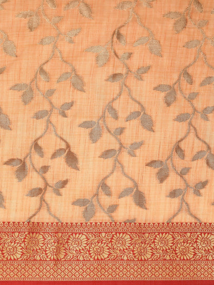 Dhiyona GR Women's Rewaa Tangerine Orange Zari Woven Design Banarasi Pure Cotton Saree