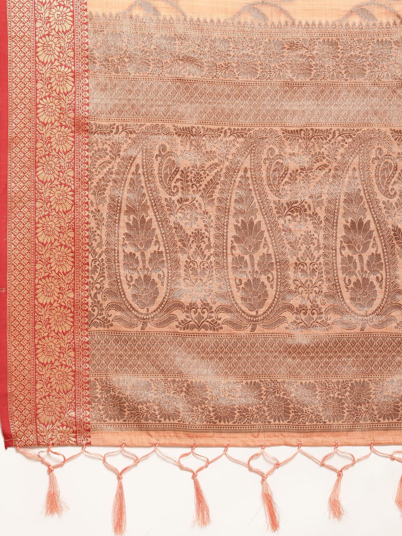 Dhiyona GR Women's Rewaa Tangerine Orange Zari Woven Design Banarasi Pure Cotton Saree