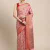 Dhiyona GR Women's Rewaa Mauvelous Pink Zari Woven Design Banarasi Pure Cotton Saree