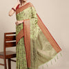Dhiyona GR Women's Rewaa Kiwi Green Zari Woven Design Banarasi Pure Cotton Saree