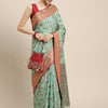Dhiyona GR Women's Rewaa Tiffany Blue Zari Woven Design Banarasi Pure Cotton Saree