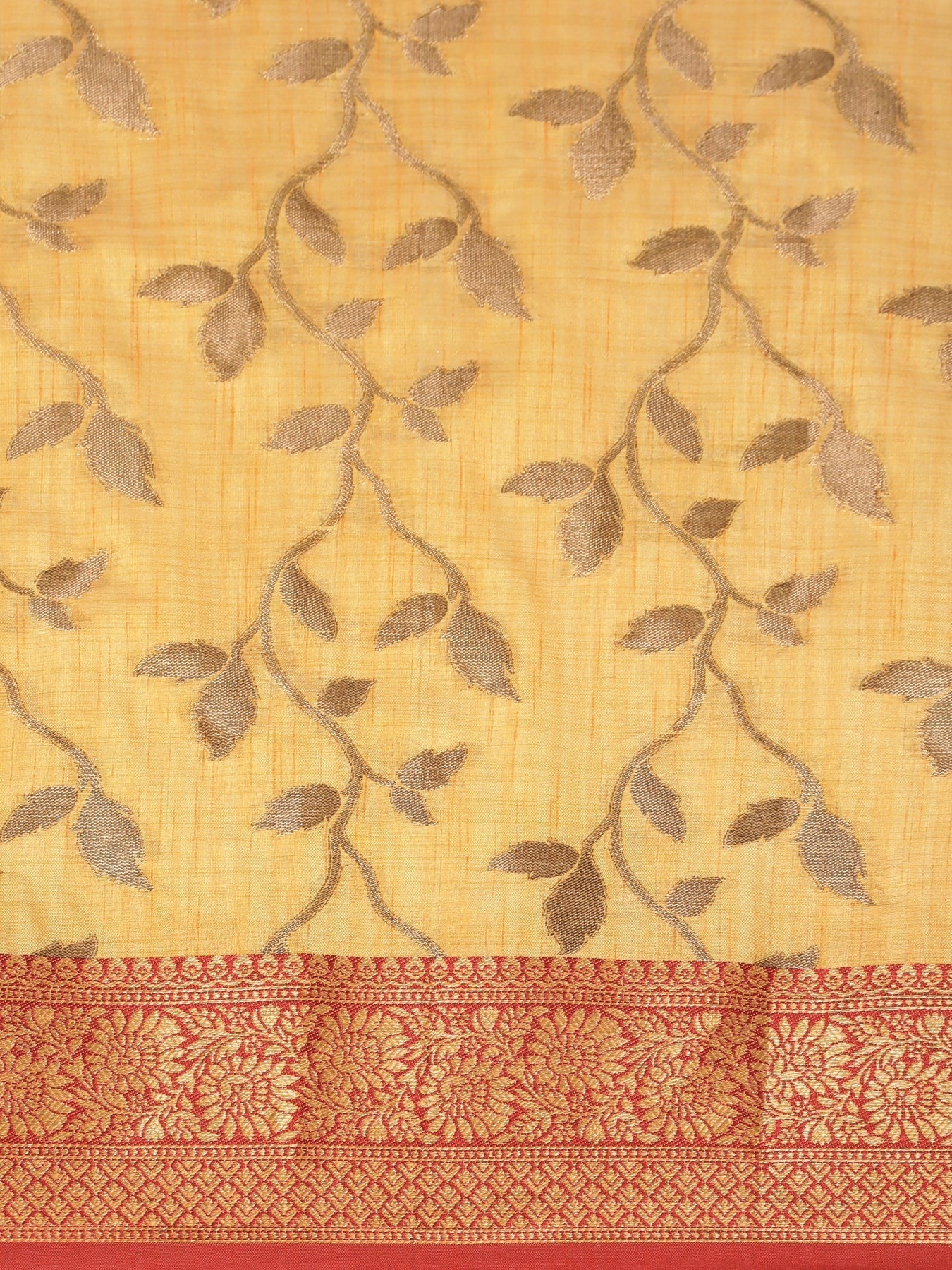 Dhiyona GR Women's Rewaa Tuscan Sun Yellow Zari Woven Design Banarasi Pure Cotton Saree
