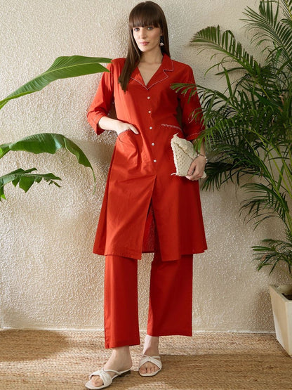 Pure Cotton A Line Kurta With Palazzos