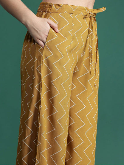 Indyancart IE Printed Three-Quarter Sleeves Tunic With Trouser
