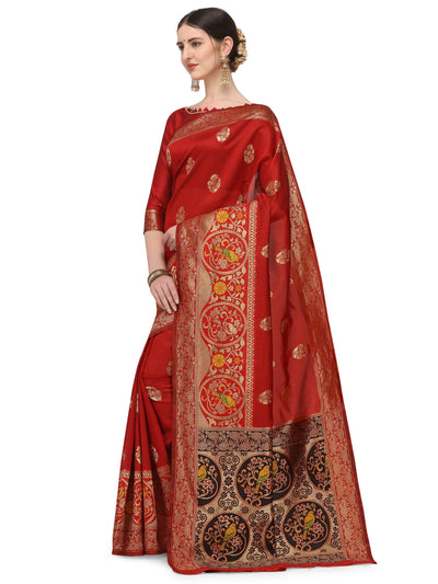 Indyancart RV Women's Banarasi Cotton silk  With Zari weaving Saree  ( KVD1158 )