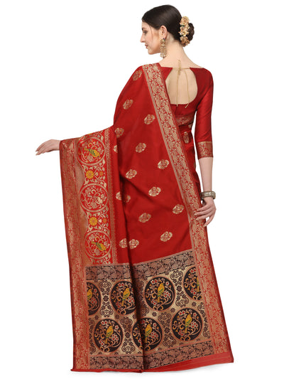 Indyancart RV Women's Banarasi Cotton silk  With Zari weaving Saree  ( KVD1158 )