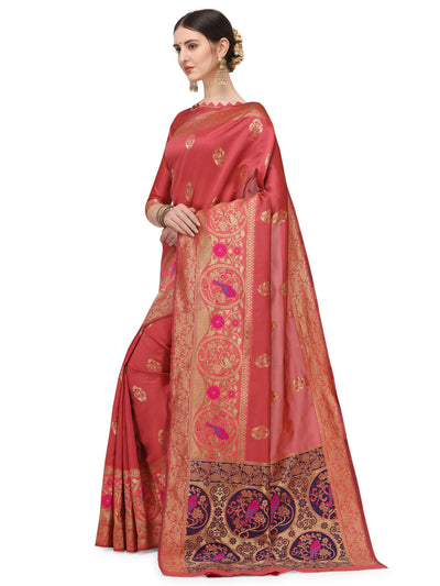 Indyancart RV Women's Banarasi Cotton silk  With Zari weaving Saree  ( KVD1160 )
