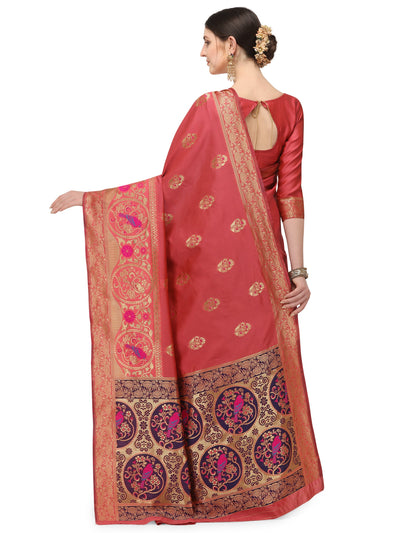 Indyancart RV Women's Banarasi Cotton silk  With Zari weaving Saree  ( KVD1160 )