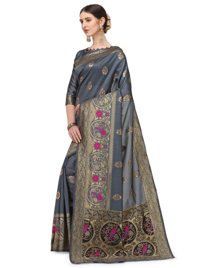 Indyancart RV Women's Banarasi Cotton silk  With Zari weaving Saree  ( KVD1161 )