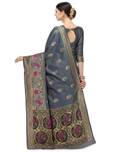Indyancart RV Women's Banarasi Cotton silk  With Zari weaving Saree  ( KVD1161 )